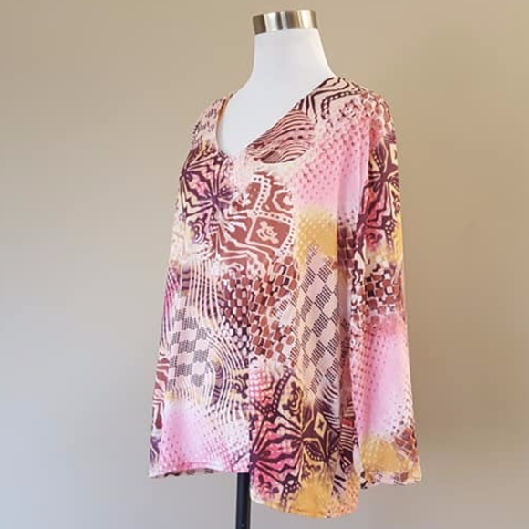 Pullover Top Pamela McCoy Pink Shades Long Sleeved - Picture 1 of 7